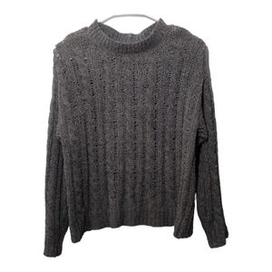 American‎ Eagle Dark Grey Open Knit Chenille Sweater Size S